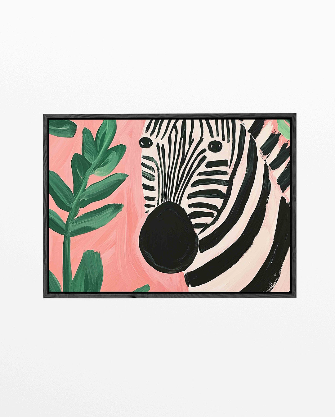 Zebra en bladeren – Liggende wanddecoratie – liggend dieren kunstwerk