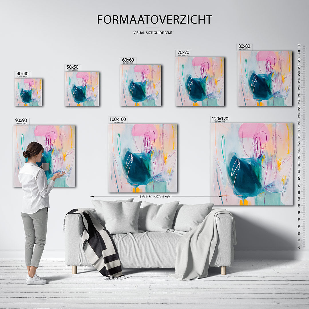 Dynamische kleurenexplosie kunstwerk – materiaalweergave – dit werk toont een levendige mix van vloeiende lijnen en vormen in