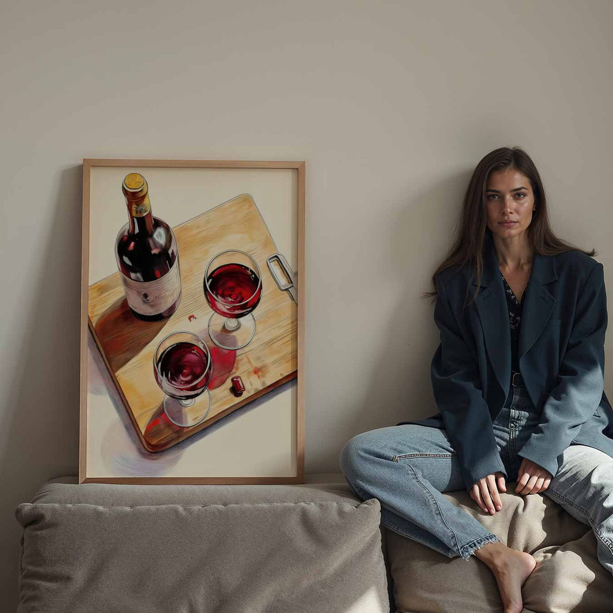 Stijlvolle Wijnavond – staande keuken wanddecoratie van WallArtistic