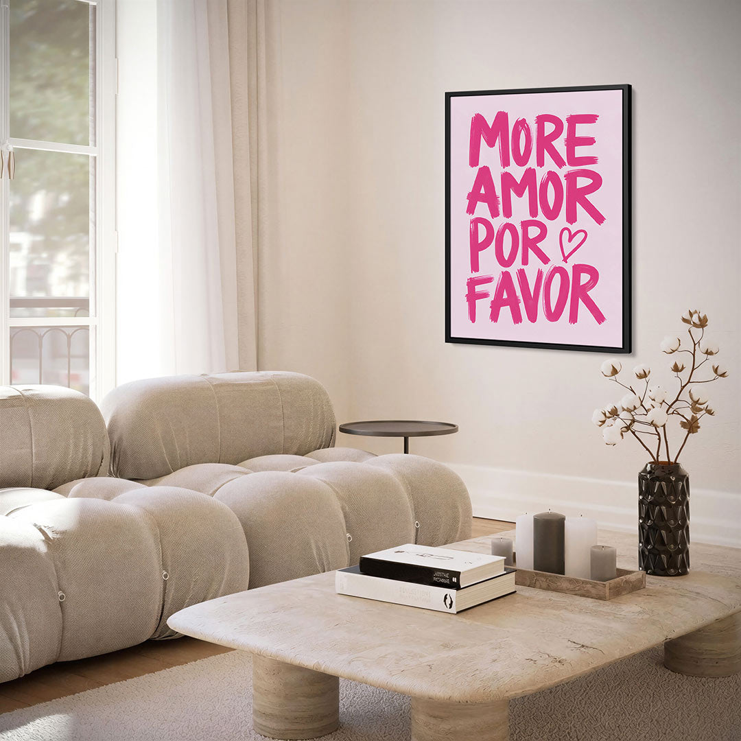 Roze typografie – kunstwerk als stijlvolle wanddecoratie