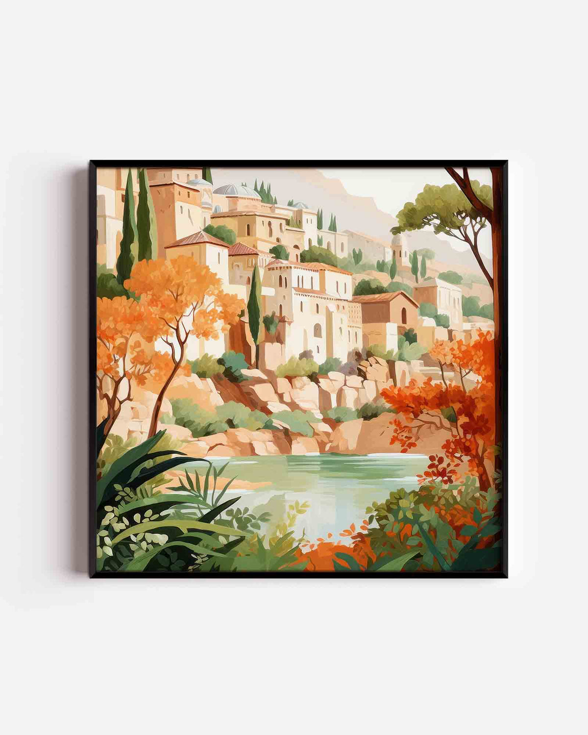 Mediterrane gebouwen – keuken vierkante poster als wanddecoratie