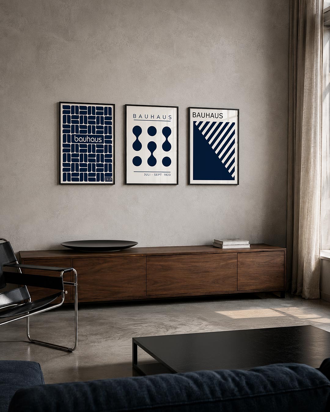 Patroon en ritme posterset – tweede productweergave – deze posterset in drie delen toont een strak lijnenspel van