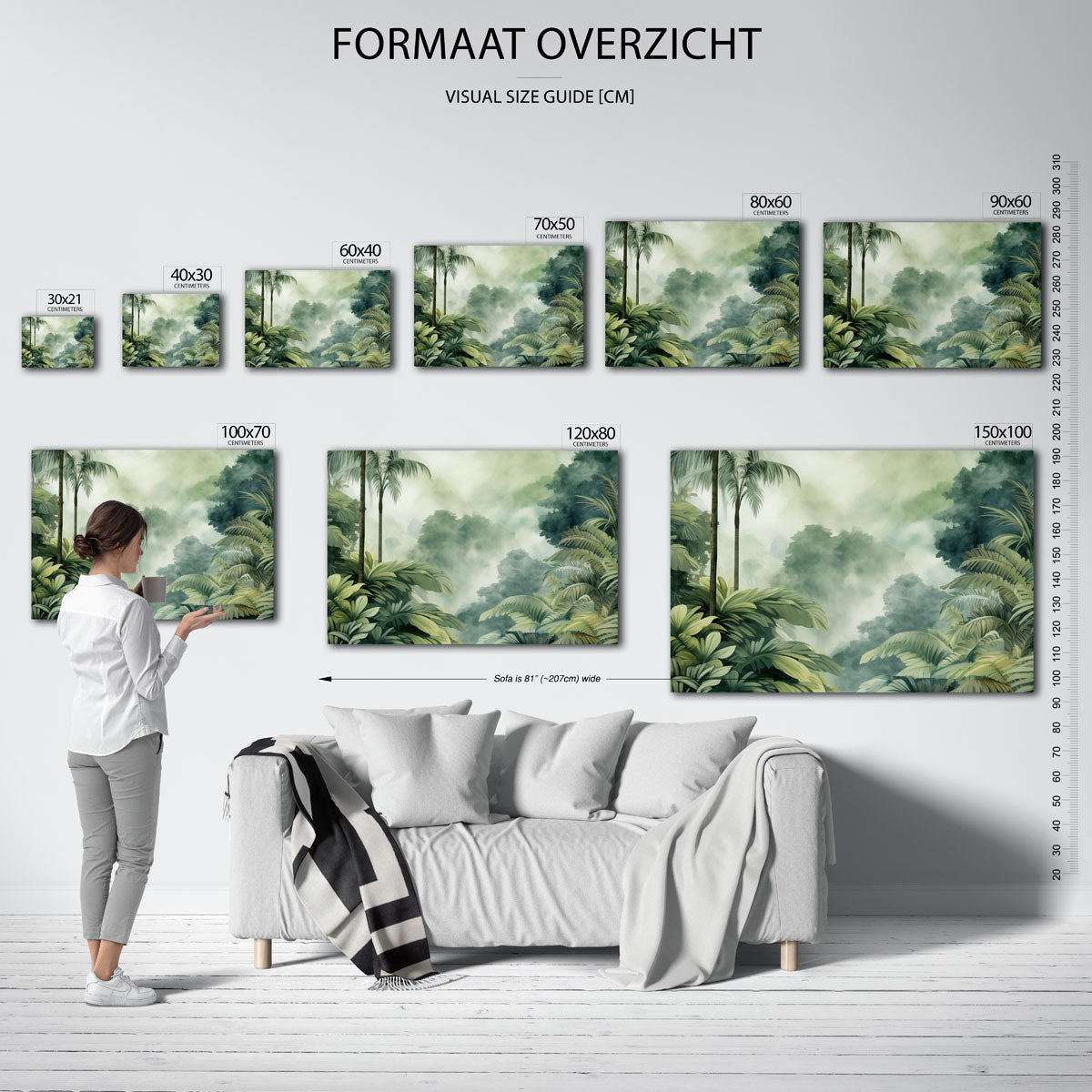 Tropische bladeren – liggende muurposter met jungle thema