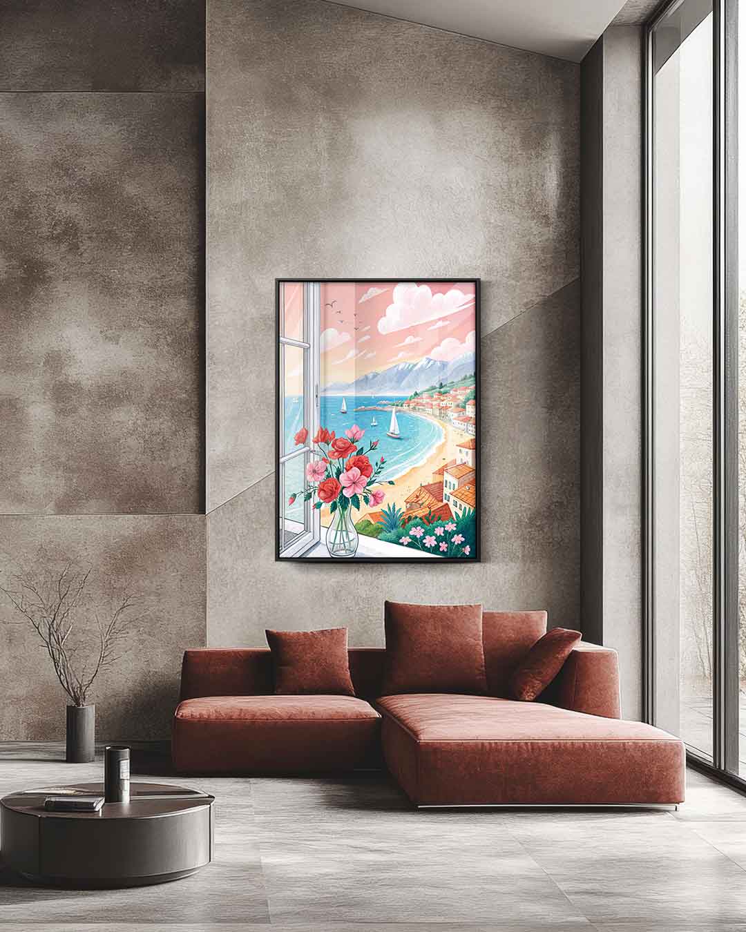 Uitzicht aan de Middellandse Zee – staande wandkunst voor woonkamer of interieur