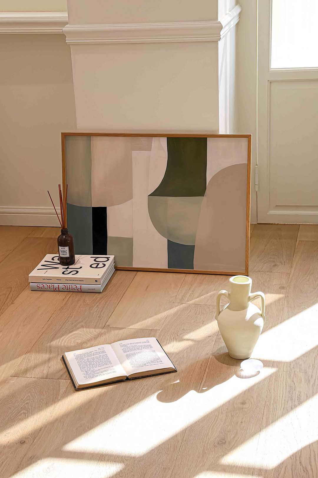 Abstracte vormen – liggende kleurrijke abstracte wanddecoratie van WallArtistic