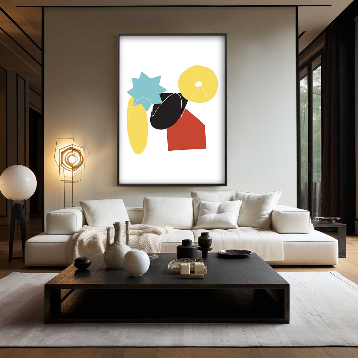 Speelse Abstractie in Vormen – modern portret kunstwerk van WallArtistic