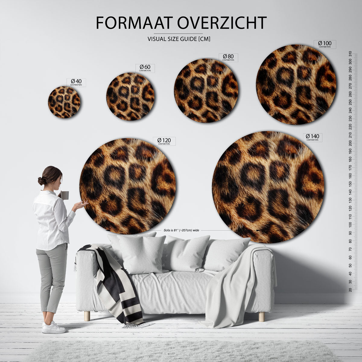 Luipaardprint – safari wandkunst als moderne muurcirkel