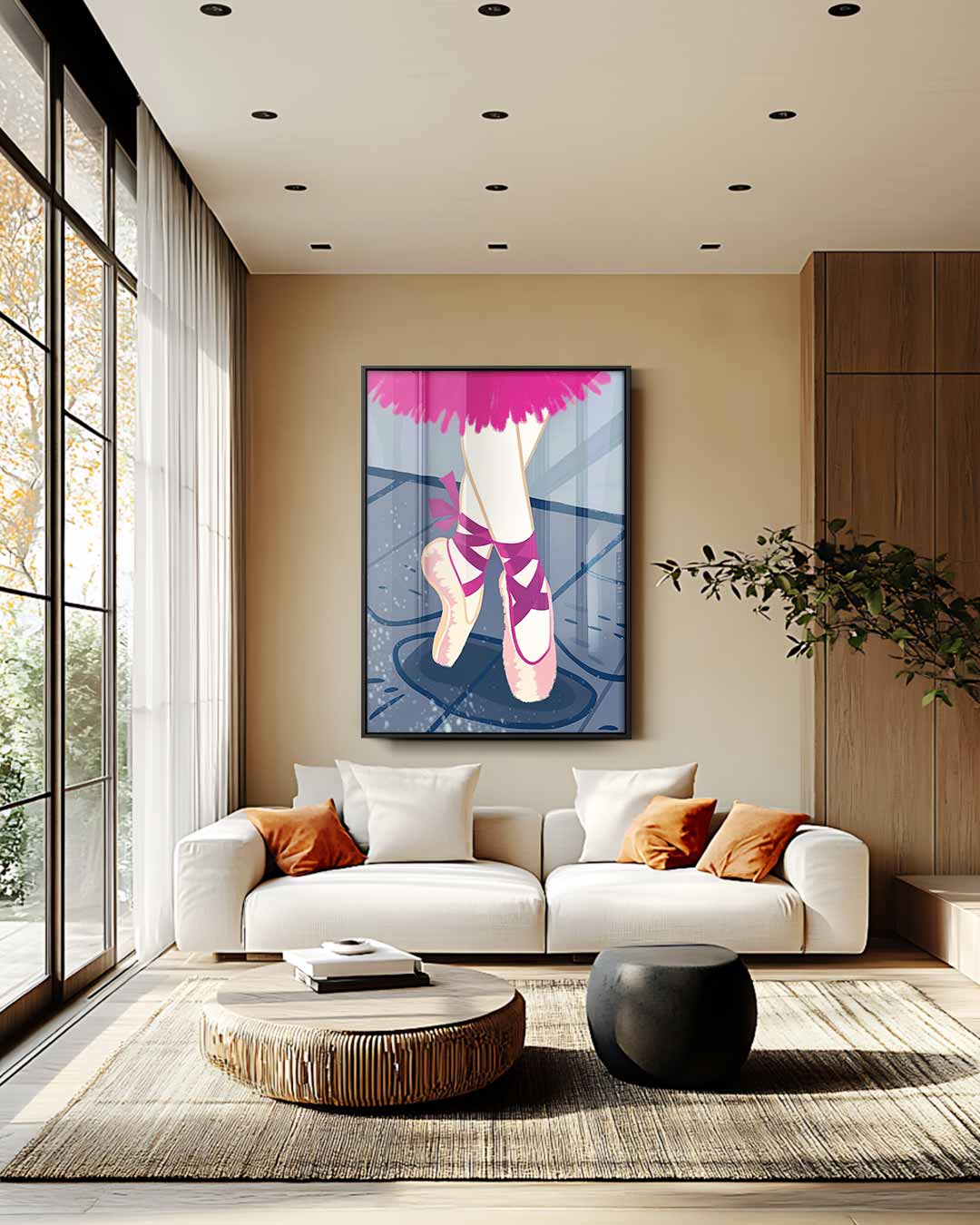 Elegante Balletschoenen in Beweging – modern portret kunstwerk van WallArtistic