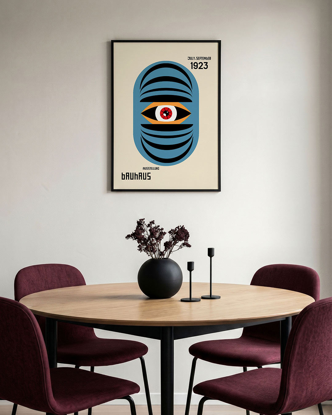 Oogvorm en lijnen – staande Bauhaus poster voor aan de muur