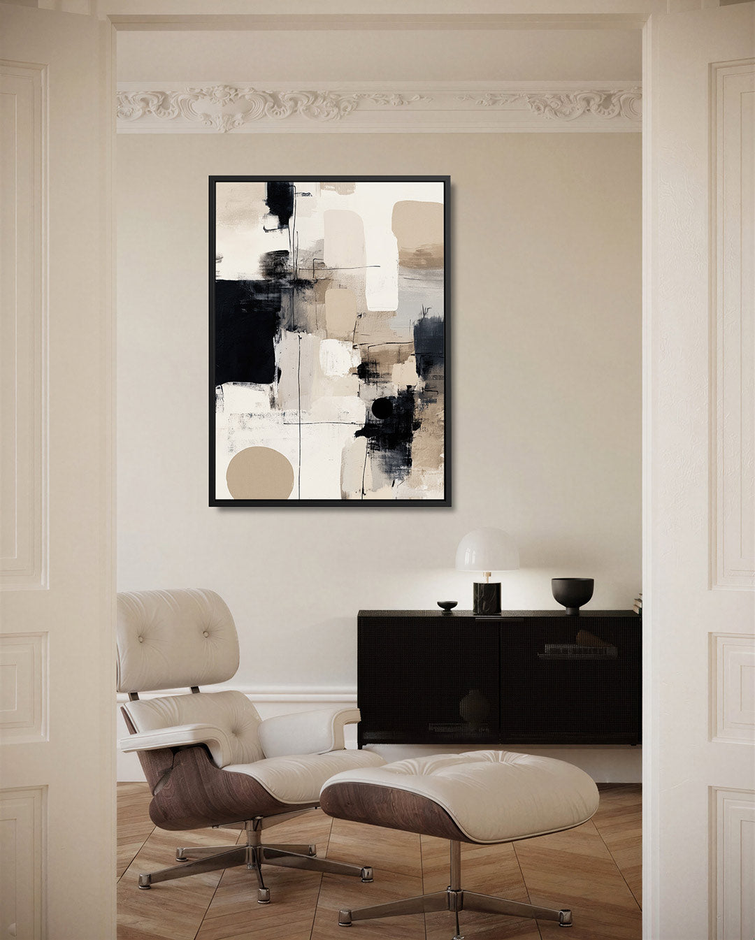 Geometrische compositie – moderne staande wandkunst