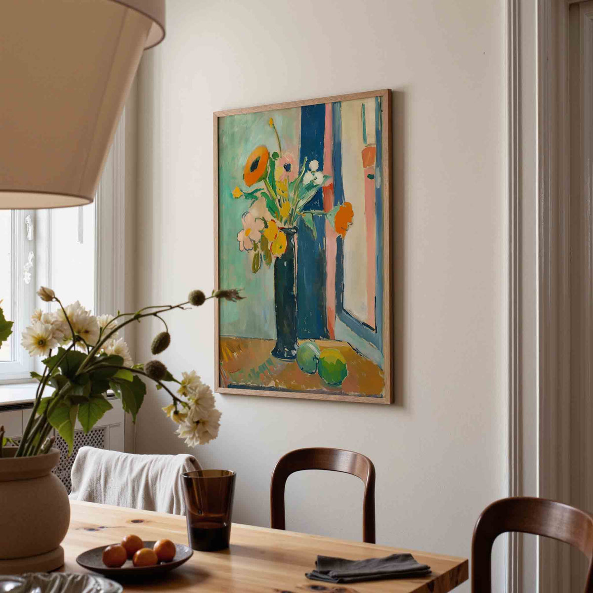Bloemen in vaas – eigentijdse illustratie poster in staand formaat