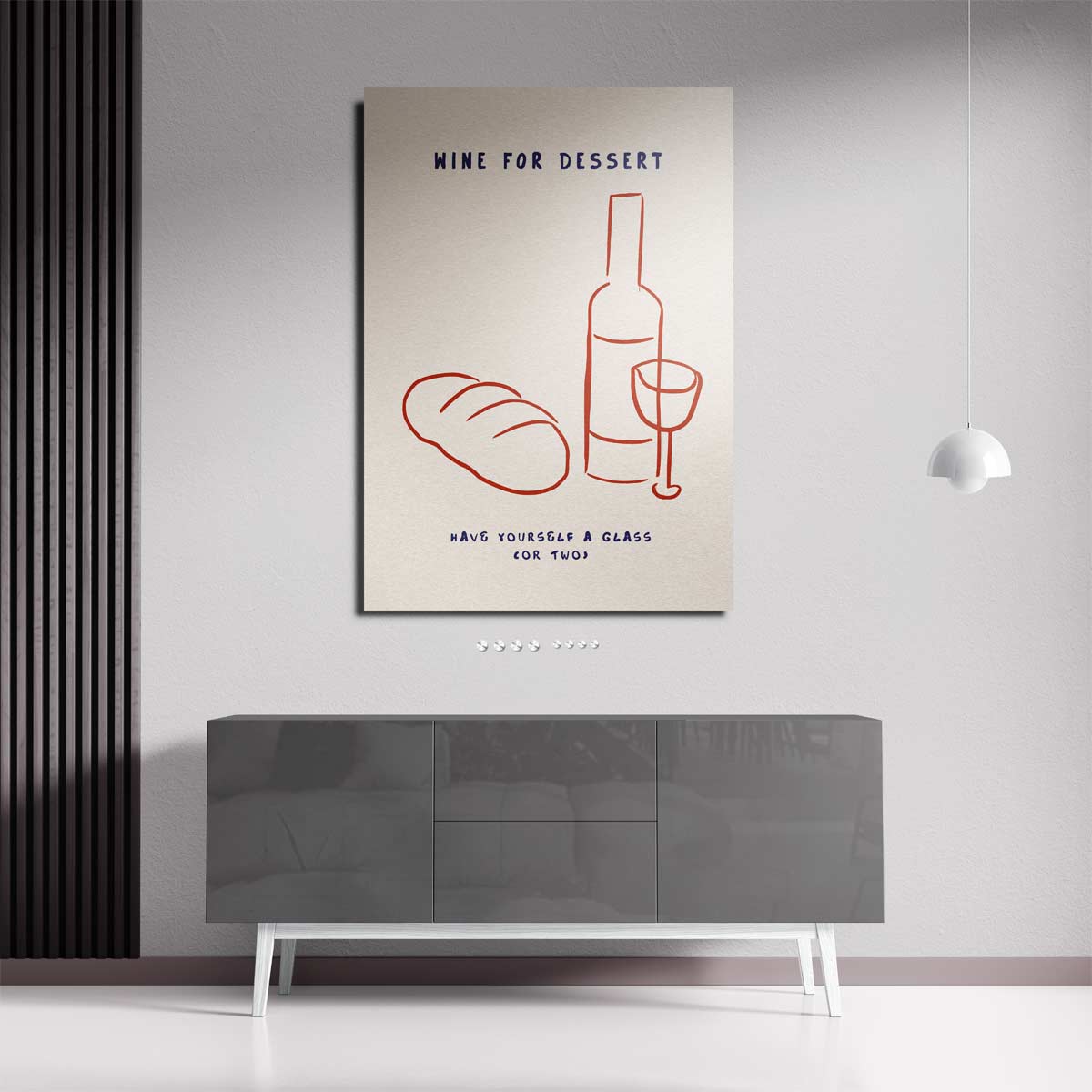 Wijn voor Dessert – staande wandkunst voor woonkamer of interieur