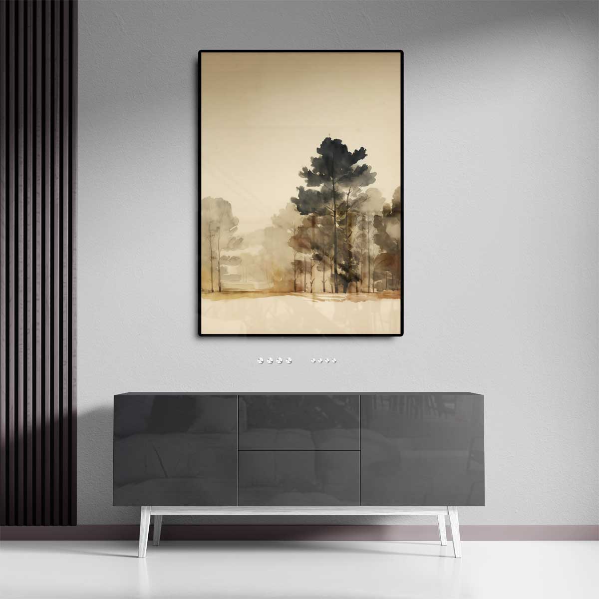 Serene Boslandschap in Waterverf – canvas kunstwerk als wanddecoratie