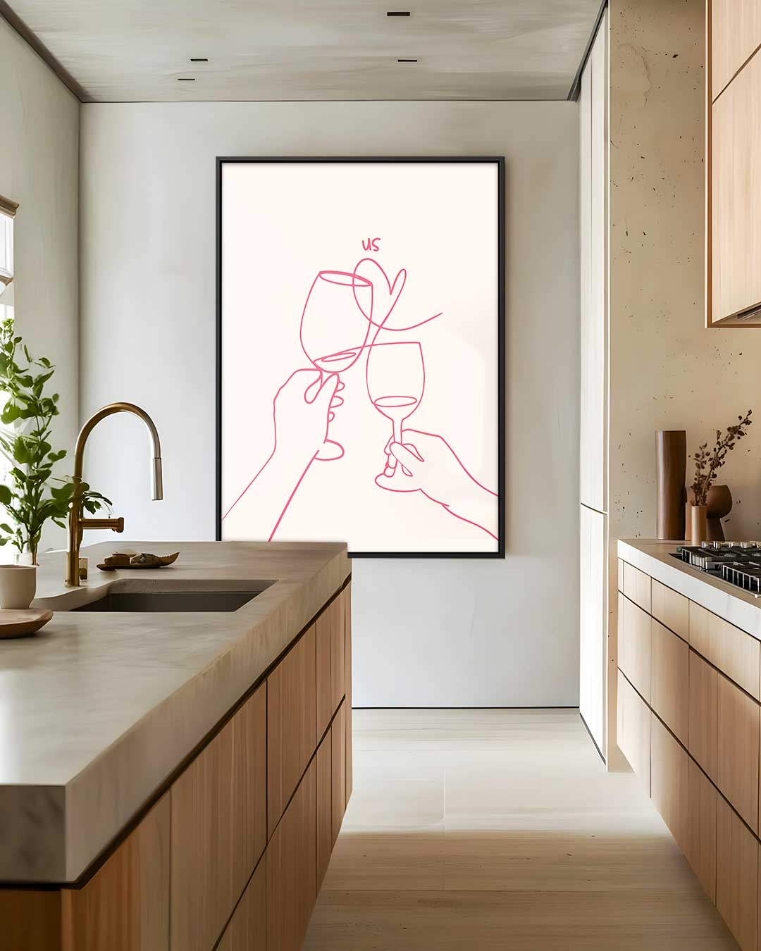 Romantische Toast Illustratie – dibond wanddecoratie in staand formaat