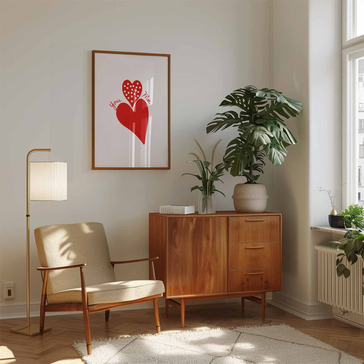 Liefdevolle Hartjes – staande muurposter met zomerse uitstraling