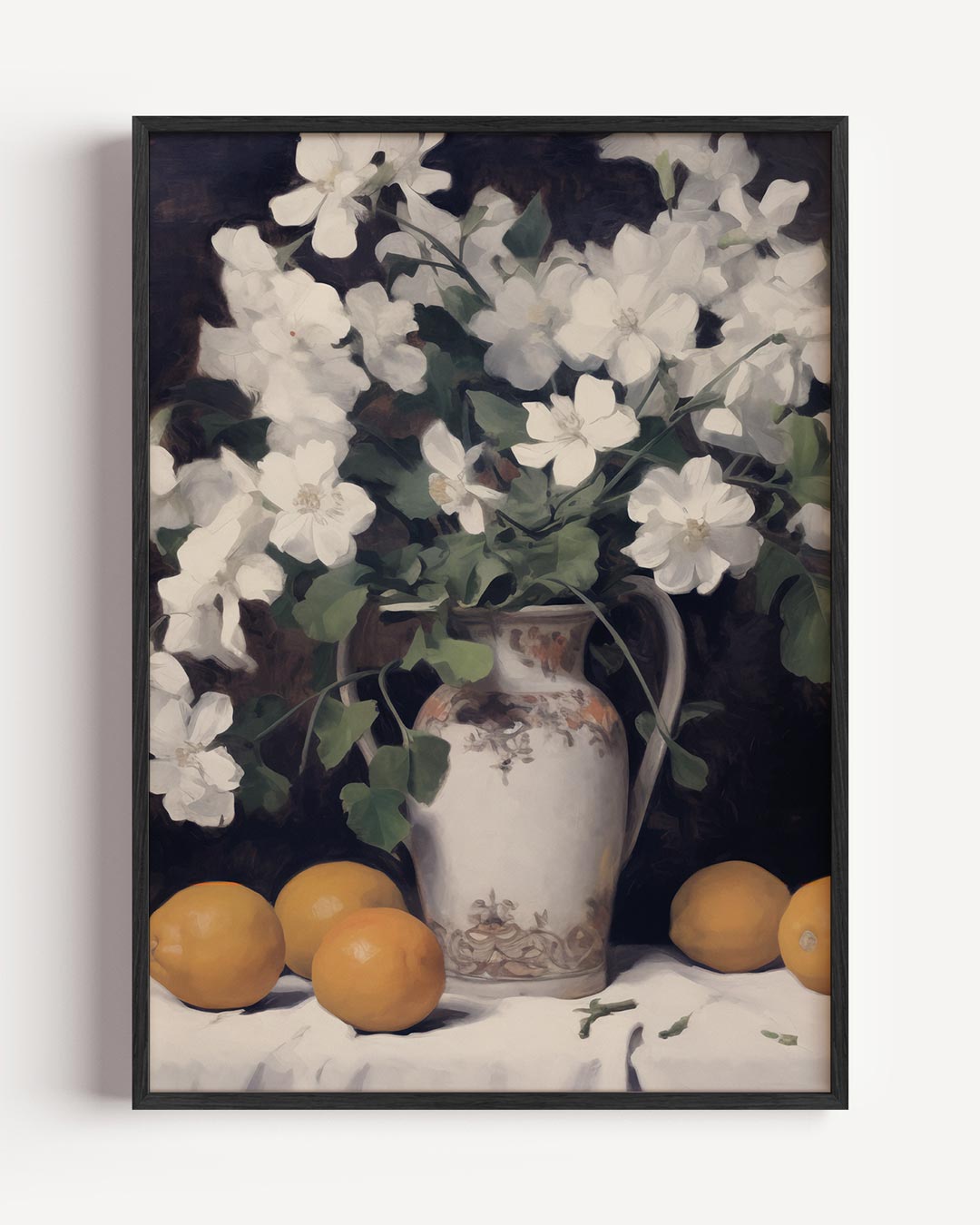 Vaas met Bloemen en Citroenen – vintage portret poster als wanddecoratie