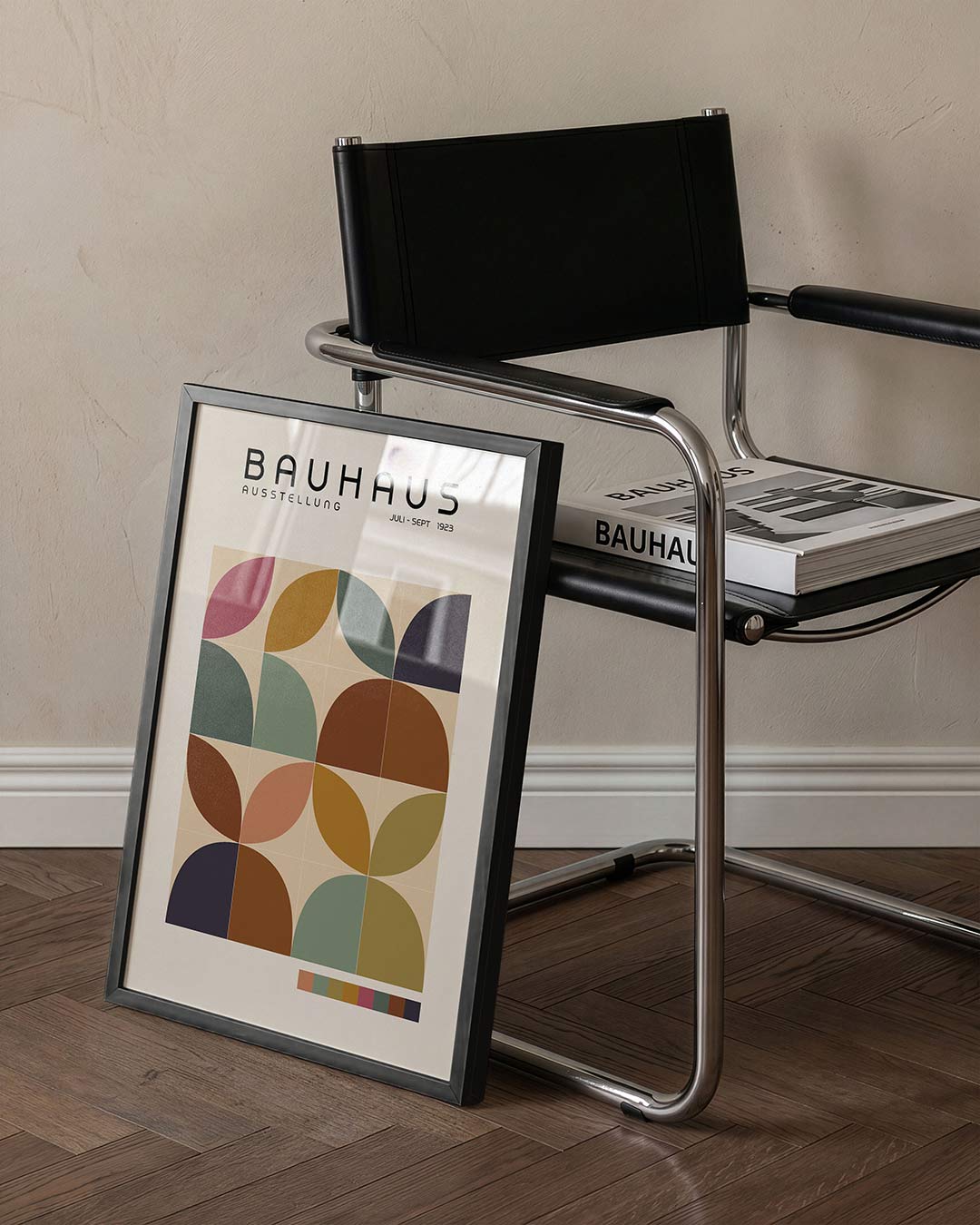 Vormritme en kleur – staande Bauhaus poster voor aan de muur