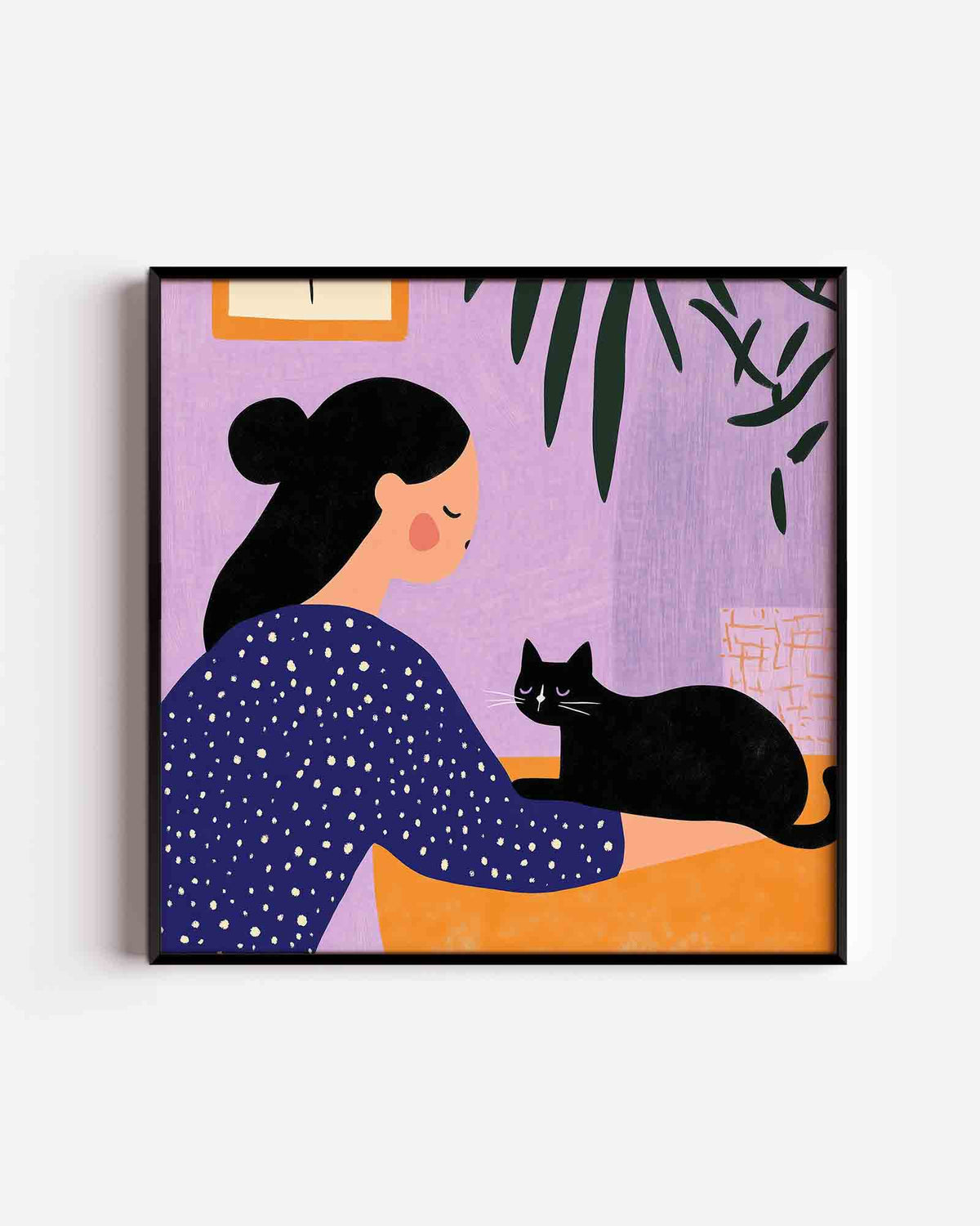 Vrouw met kat – moderne vierkante poster als wanddecoratie