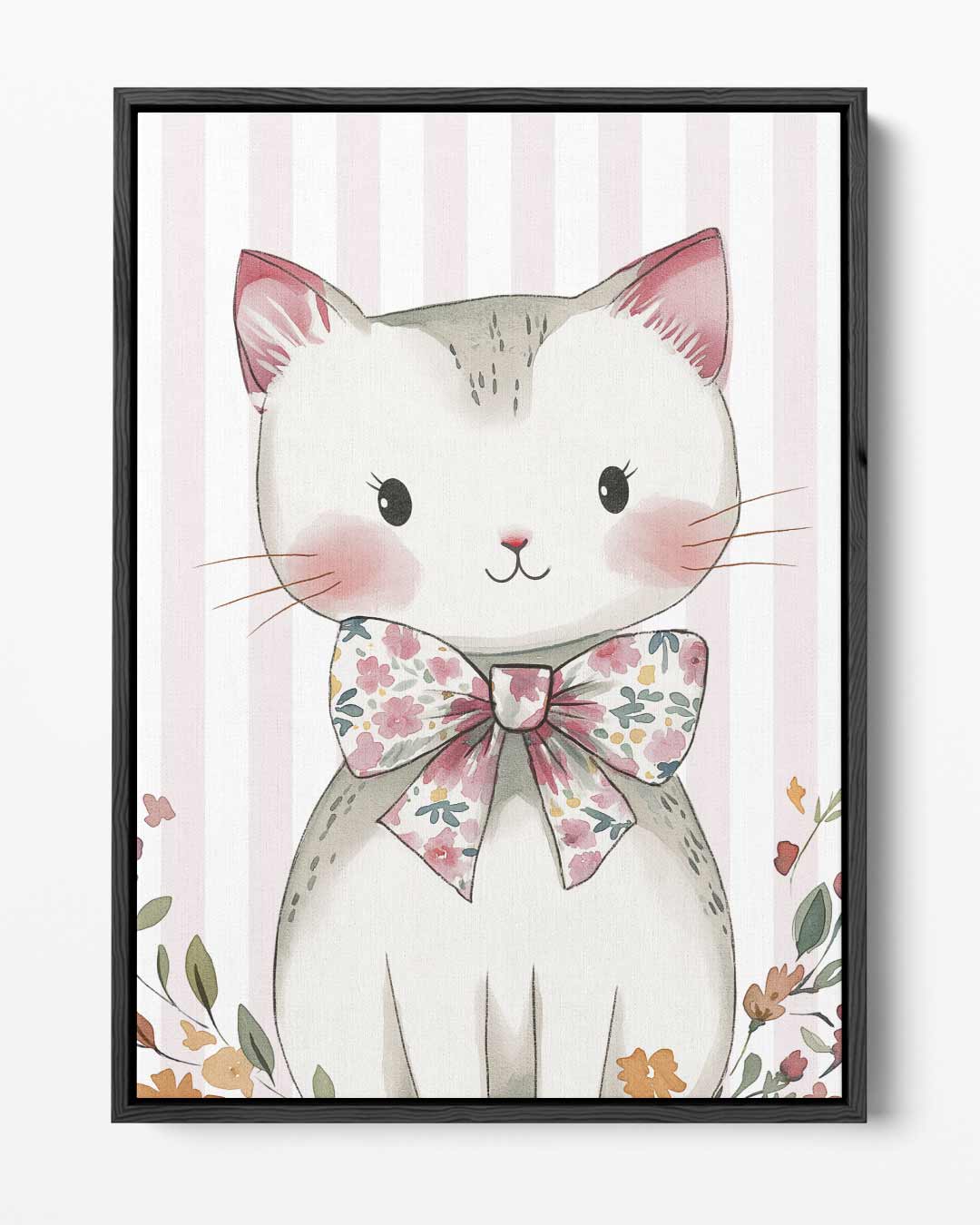 Schattige Kat Met Strik – portret kunstwerk als wanddecoratie