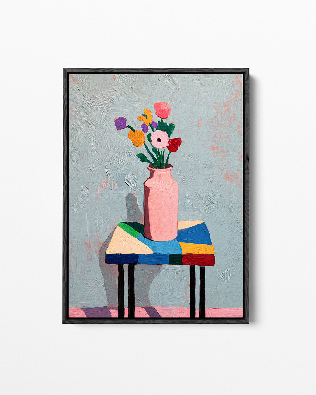 Kleurrijke bloemenvaas – staand wanddecoratie kunstwerk