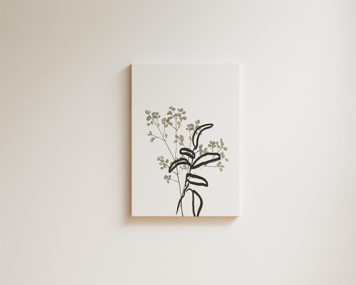 Minimalistische Botanische Illustratie – kunstwerk met zwarte baklijst