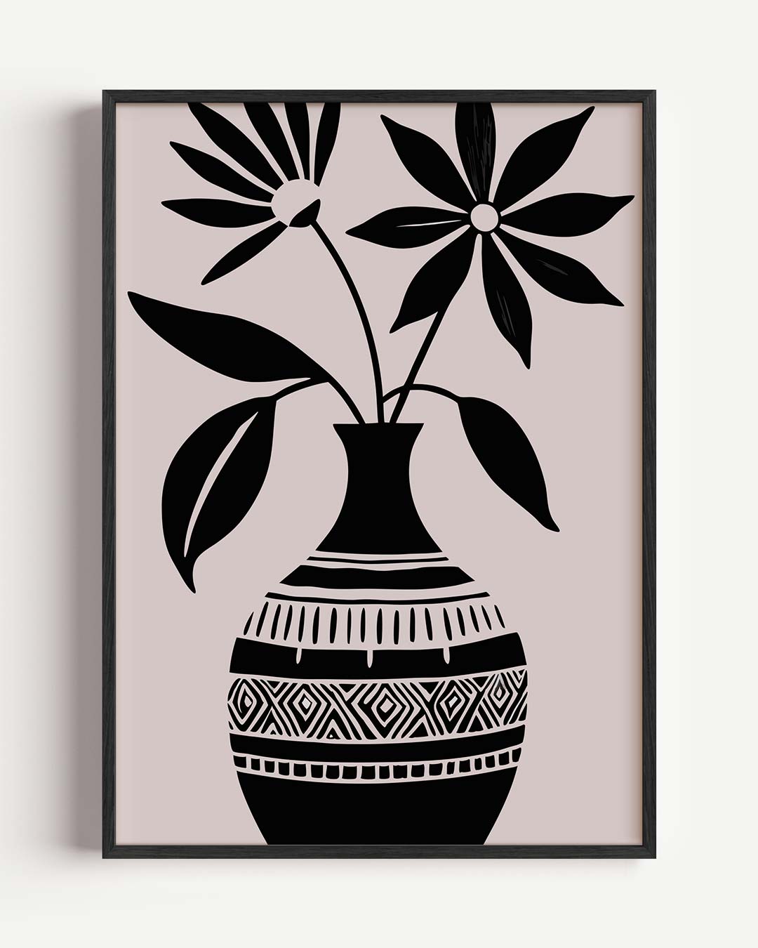 Bloemenvazen Silhouet – bloemen portret poster als wanddecoratie