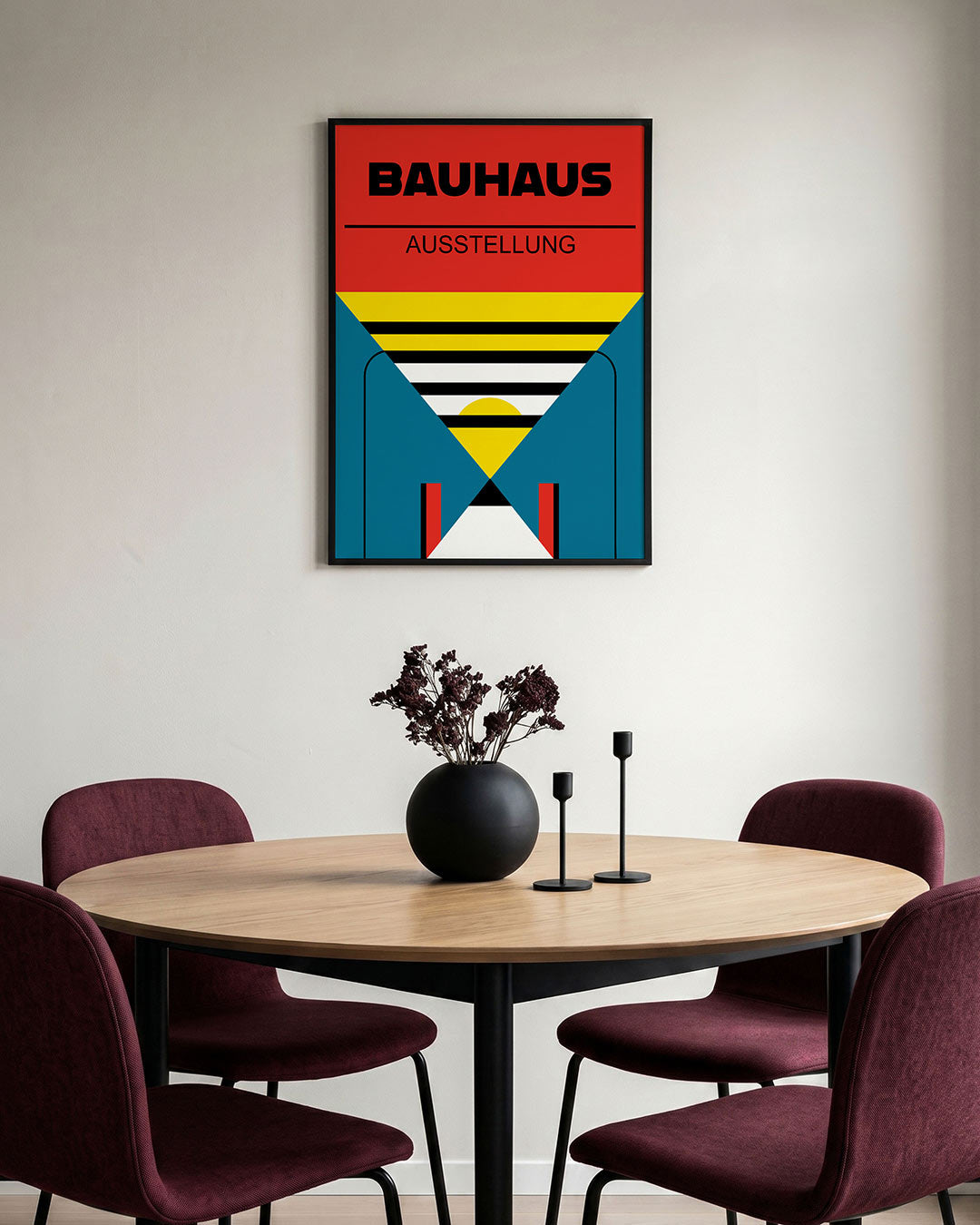 Kleurvlakken en lijnen – staande Bauhaus poster voor aan de muur