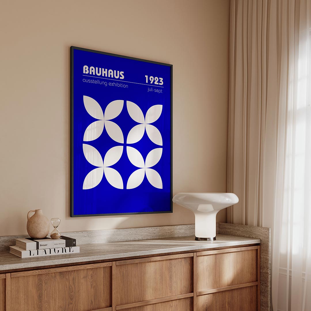 Vormritme en kleur – geometrische Bauhaus poster in staand formaat