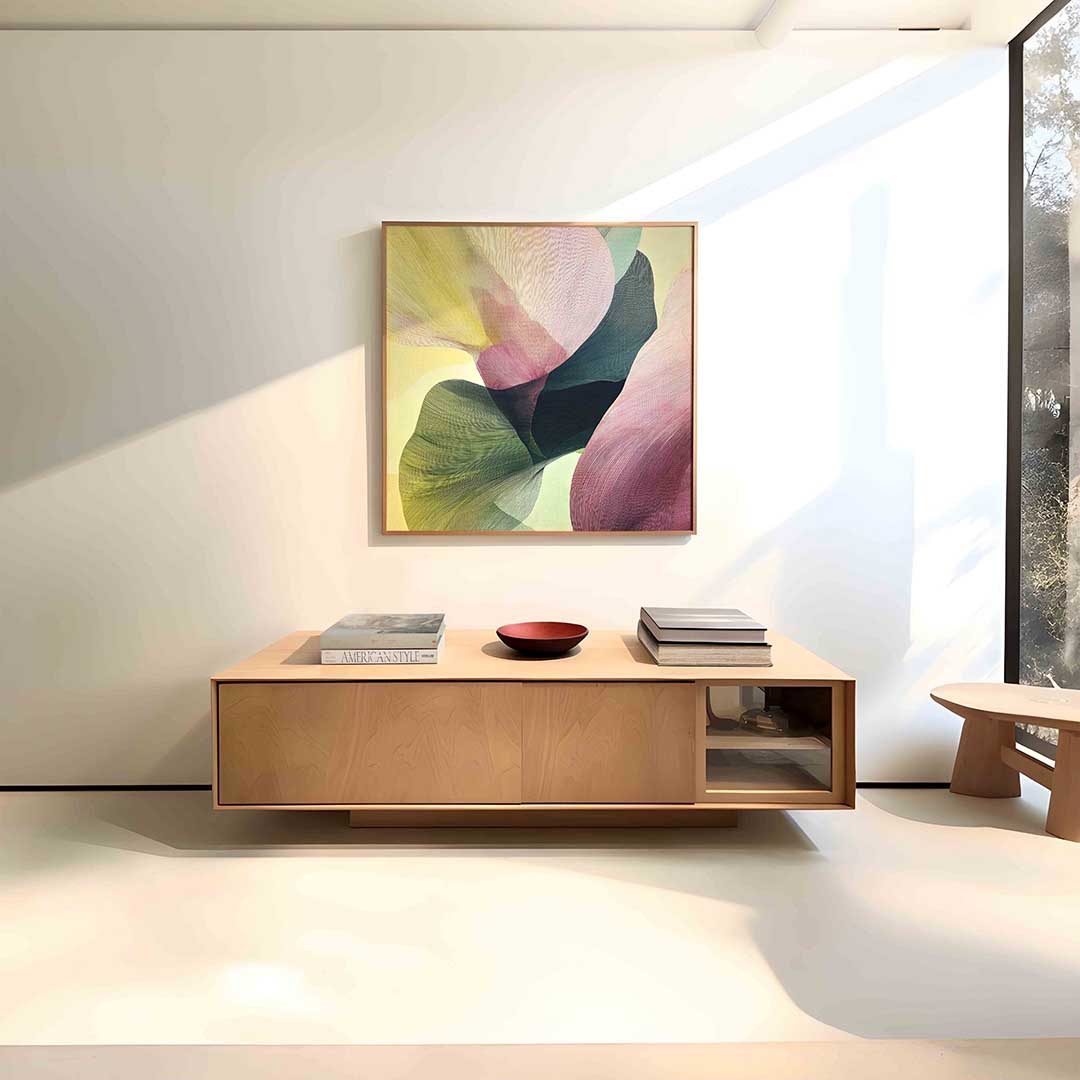 Vloeiende vormen – vierkante abstracte wanddecoratie van WallArtistic