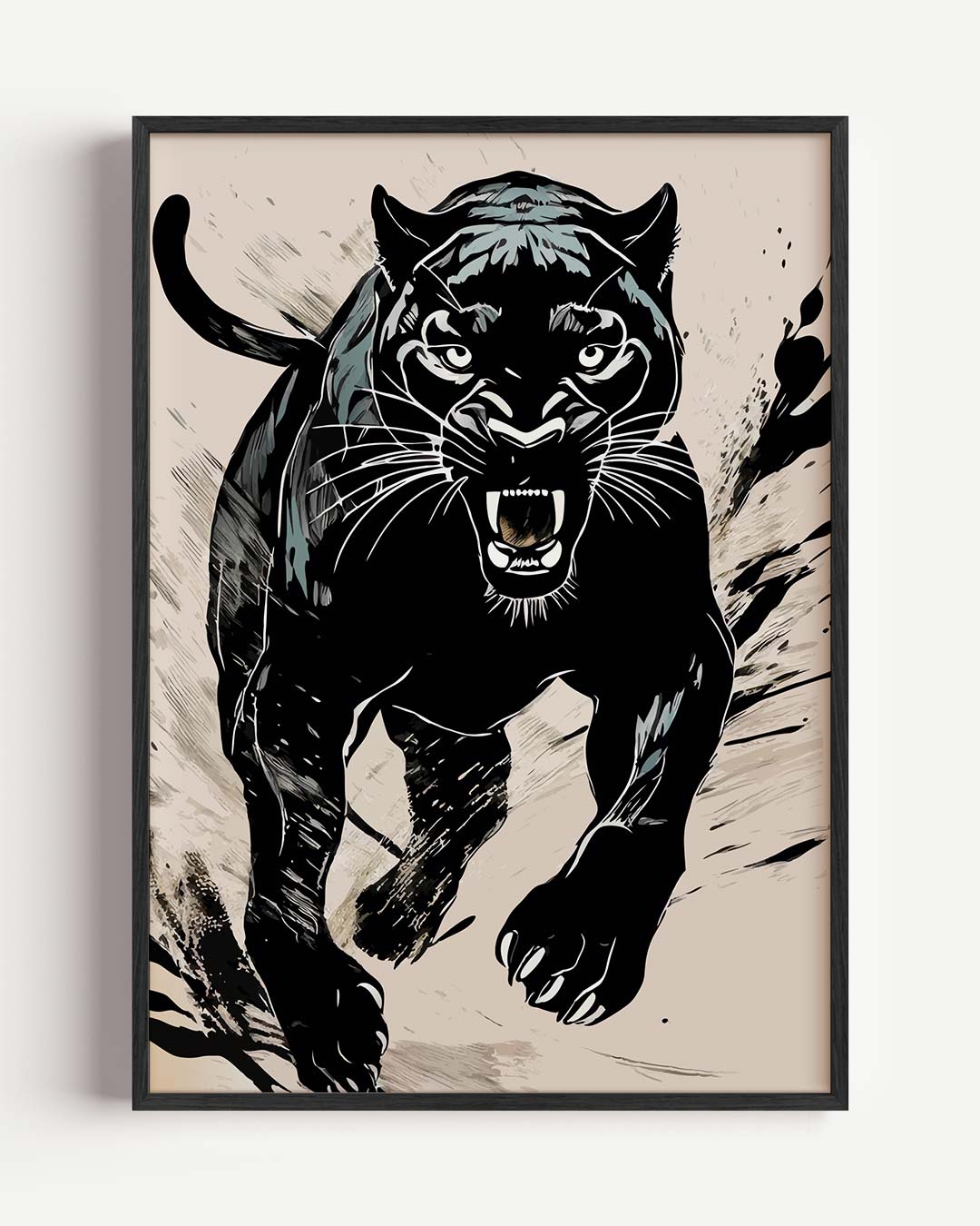 Stoere Panter Kunstposter – dieren portret poster als wanddecoratie
