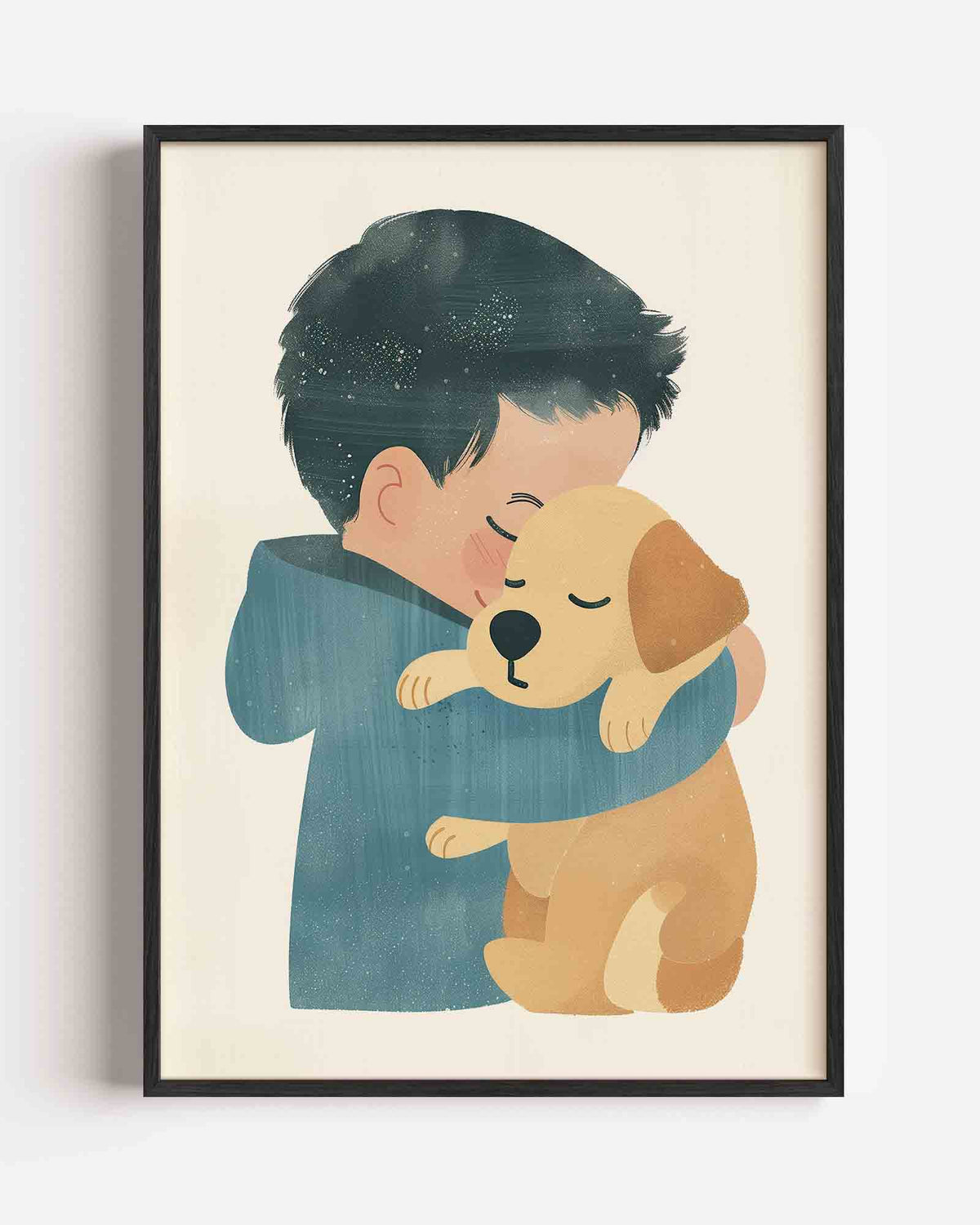 Kind met hond – kids portret poster als wanddecoratie