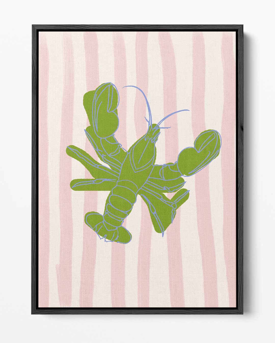 Groene Kreeft op Strepen – portret kunstwerk als wanddecoratie