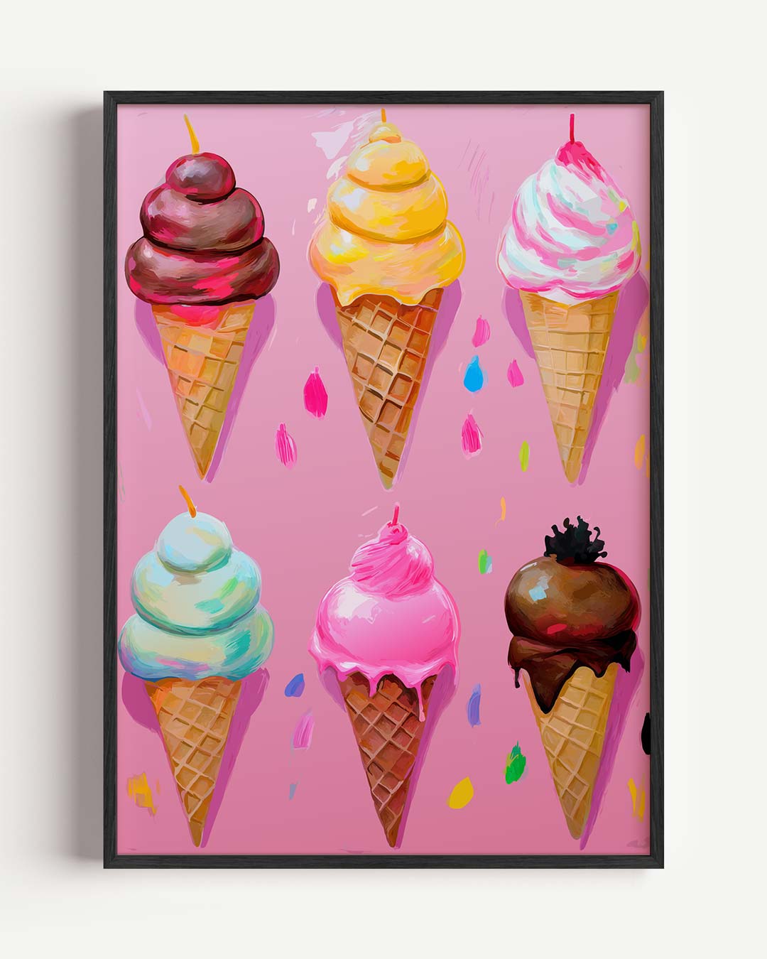 Kleurrijke IJshoorntjes – keuken portret poster als wanddecoratie