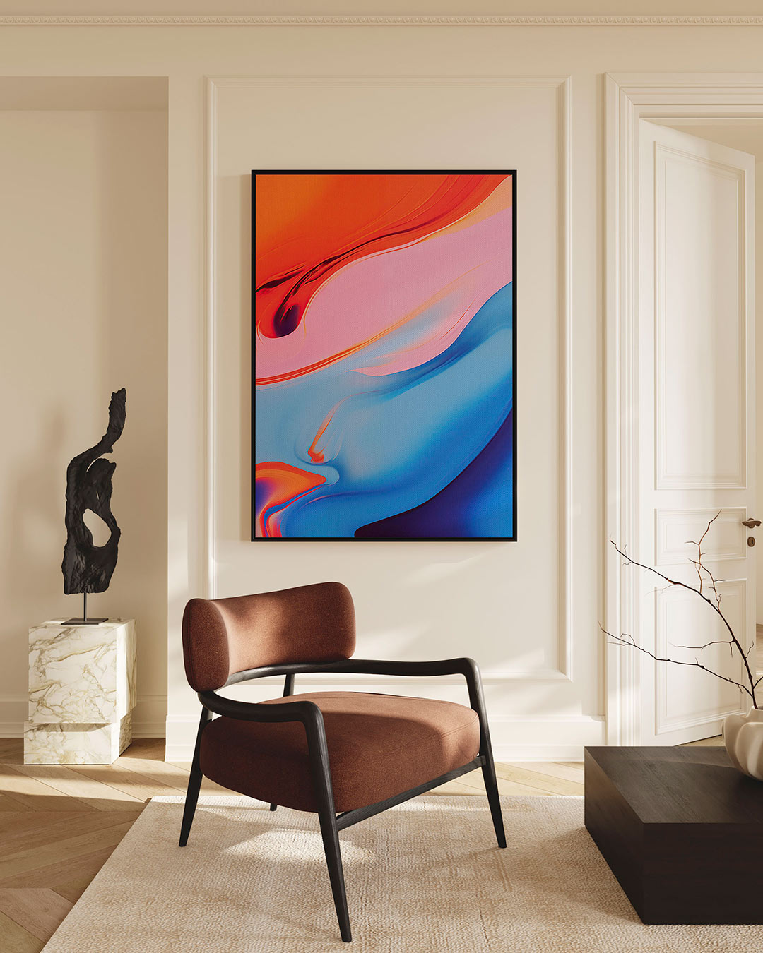 Vloeiende kleurencompositie – Harmonieus – staande wanddecoratie