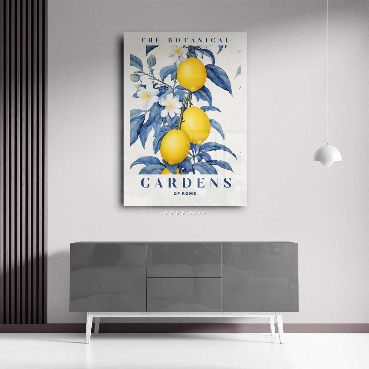 Botanische Tuinen van Rome Poster – kunstwerk met zwarte baklijst