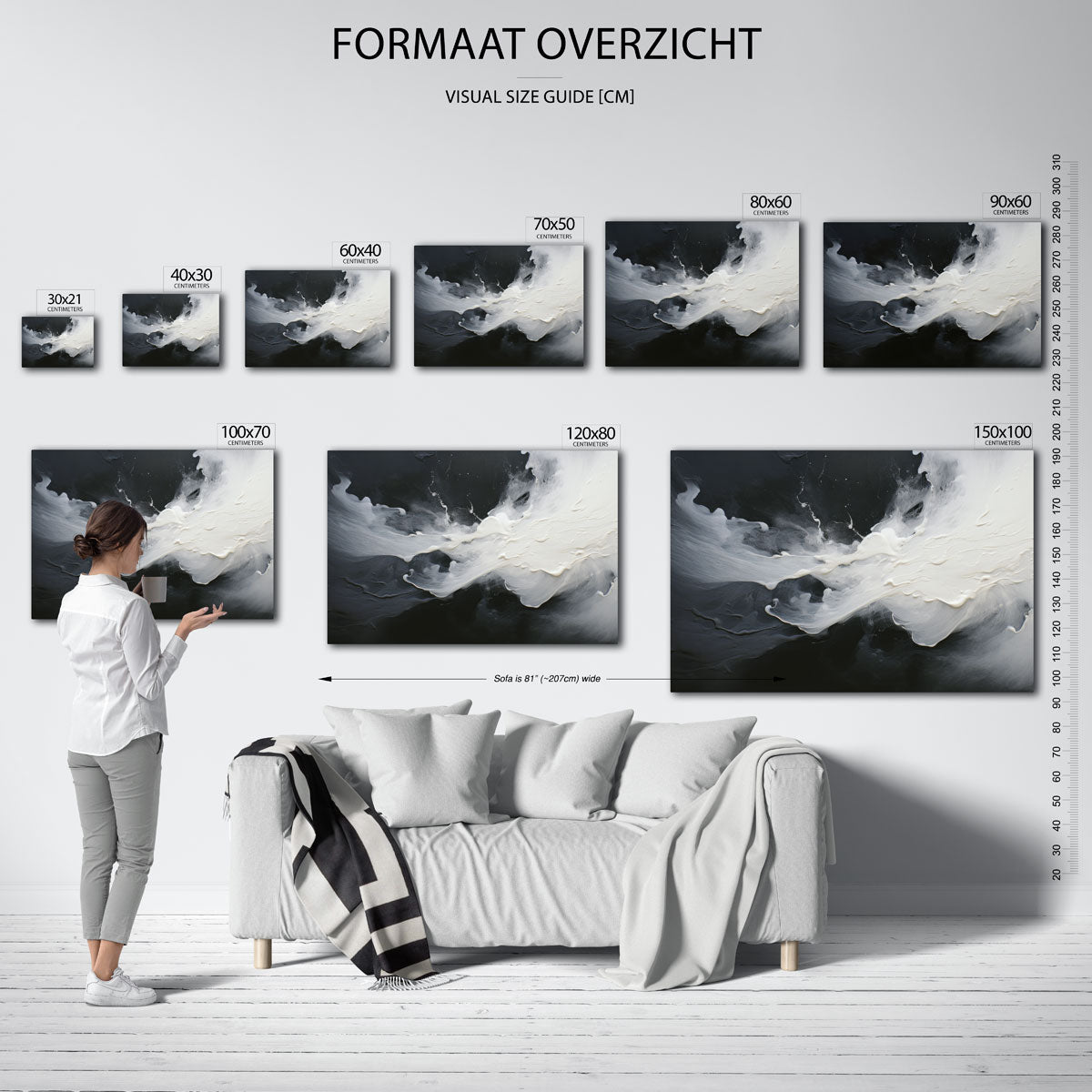 Vloeiende beweging – liggende muurposter met abstracte vormen