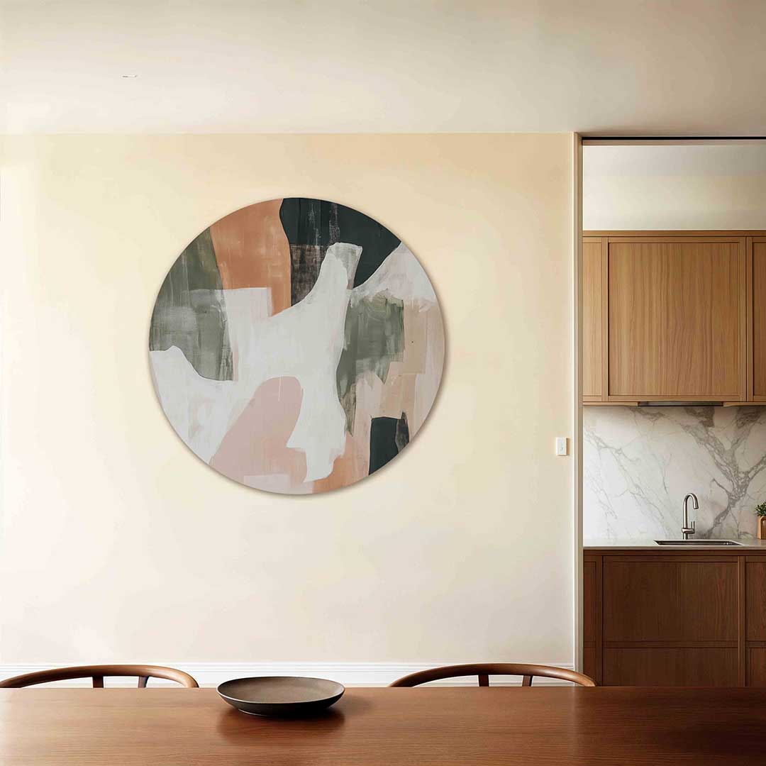 Abstracte vormen – ronde wanddecoratie met abstract ontwerp