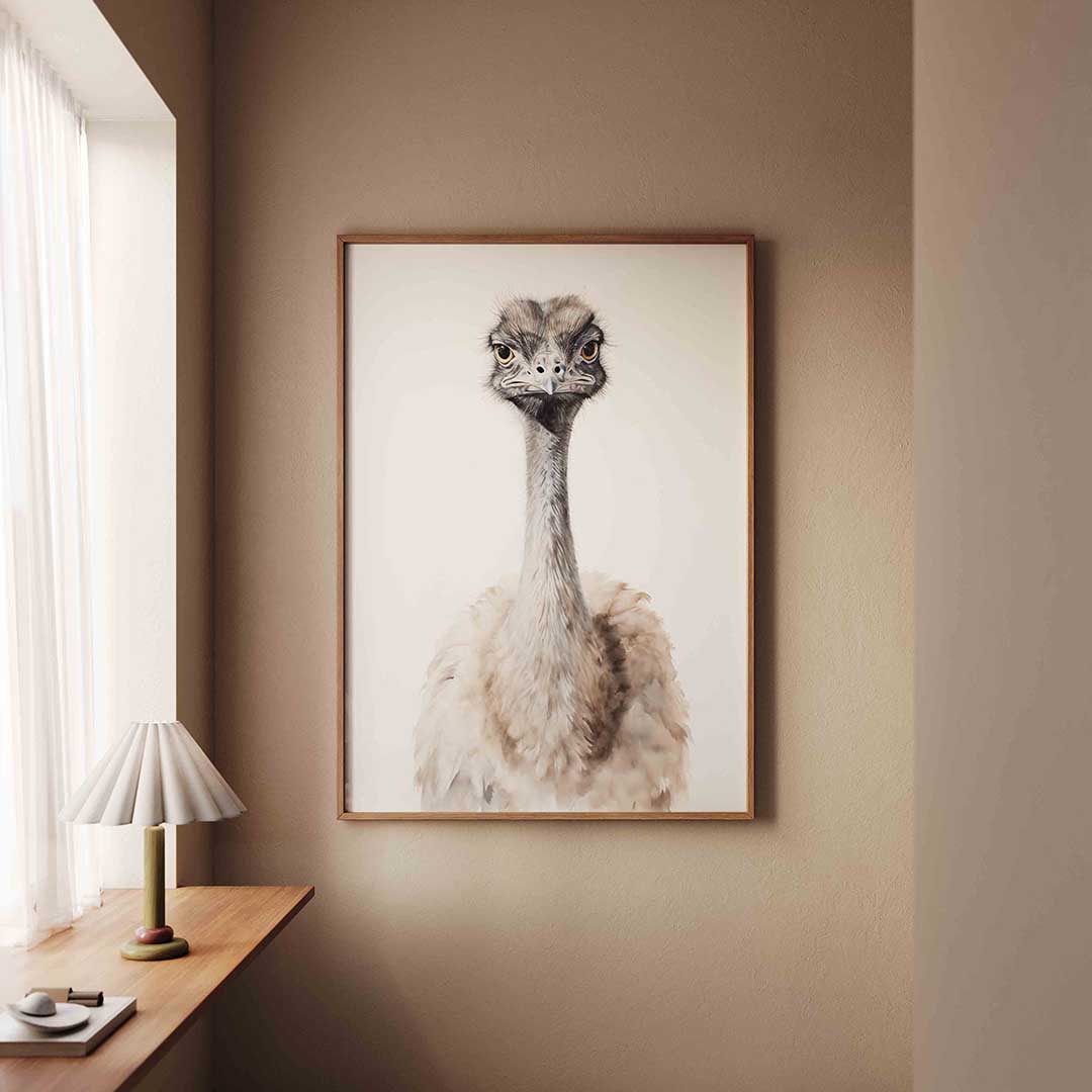 Struisvogel portret – staande jungle wanddecoratie van WallArtistic