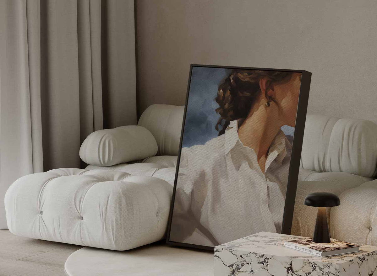Zacht Portret met Witte Blouse – portret kunstwerk als wanddecoratie, afbeelding 13