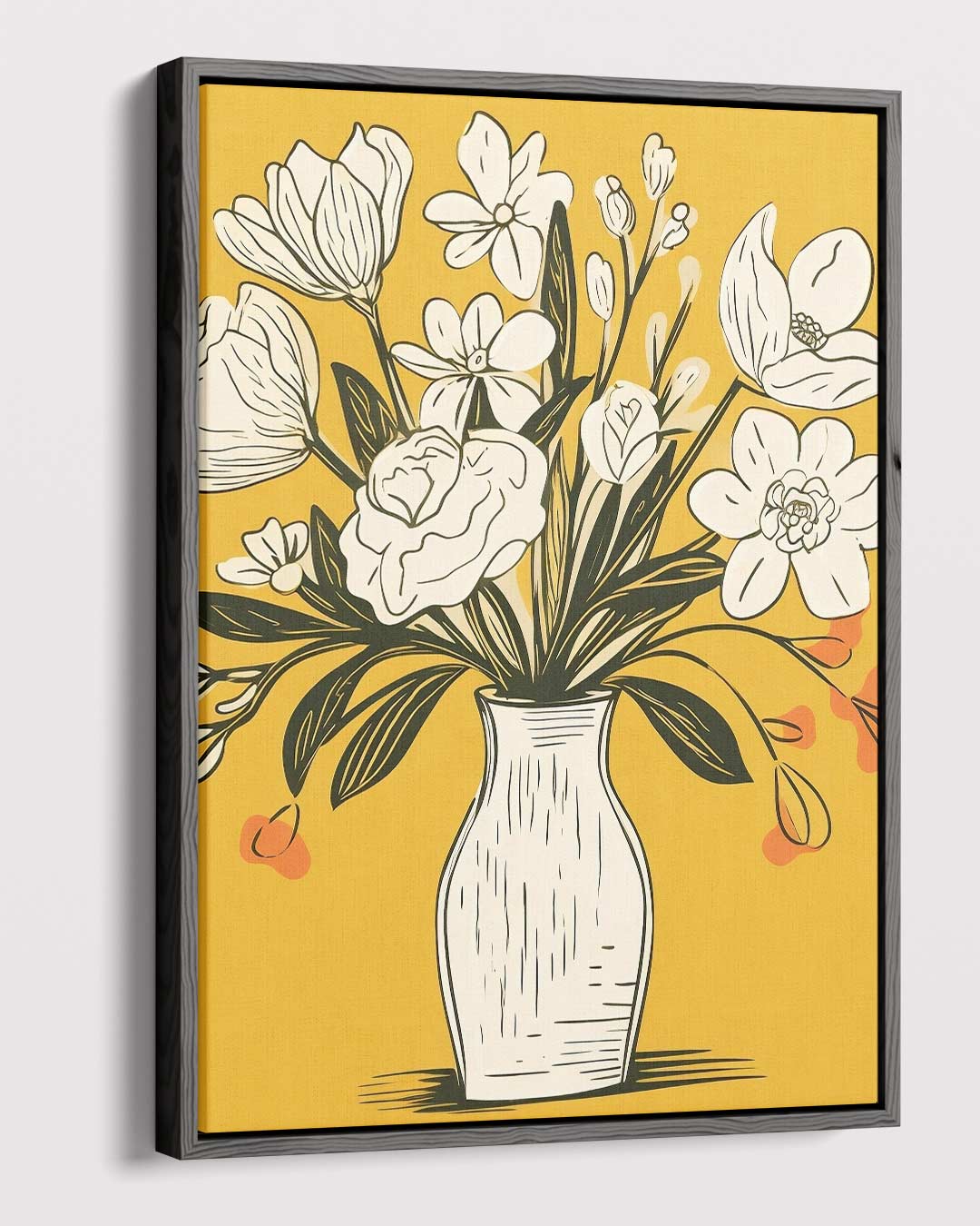 Tijdloze Bloemenvazen Illustratie – dibond kunstwerk als wanddecoratie