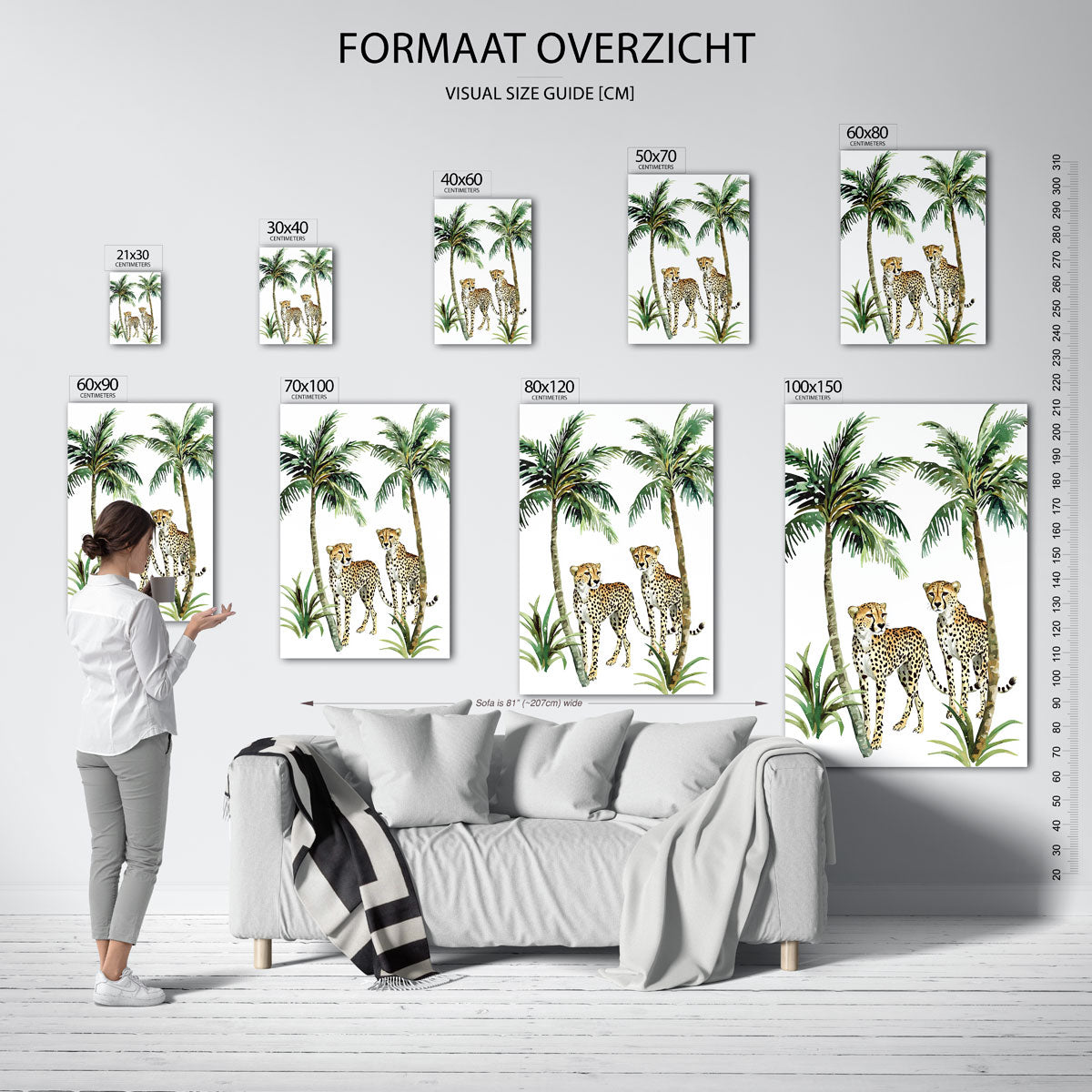 Luipaarden en palmbomen – staande muurposter met jungle thema