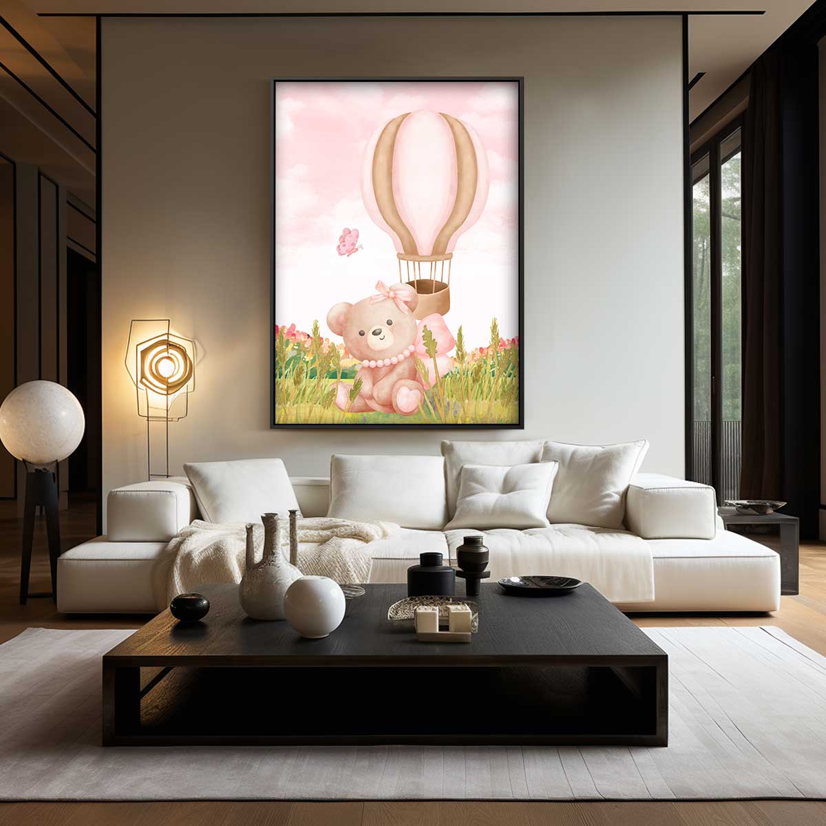 Dromerige Beer op Avontuur – canvas wanddecoratie in portret formaat