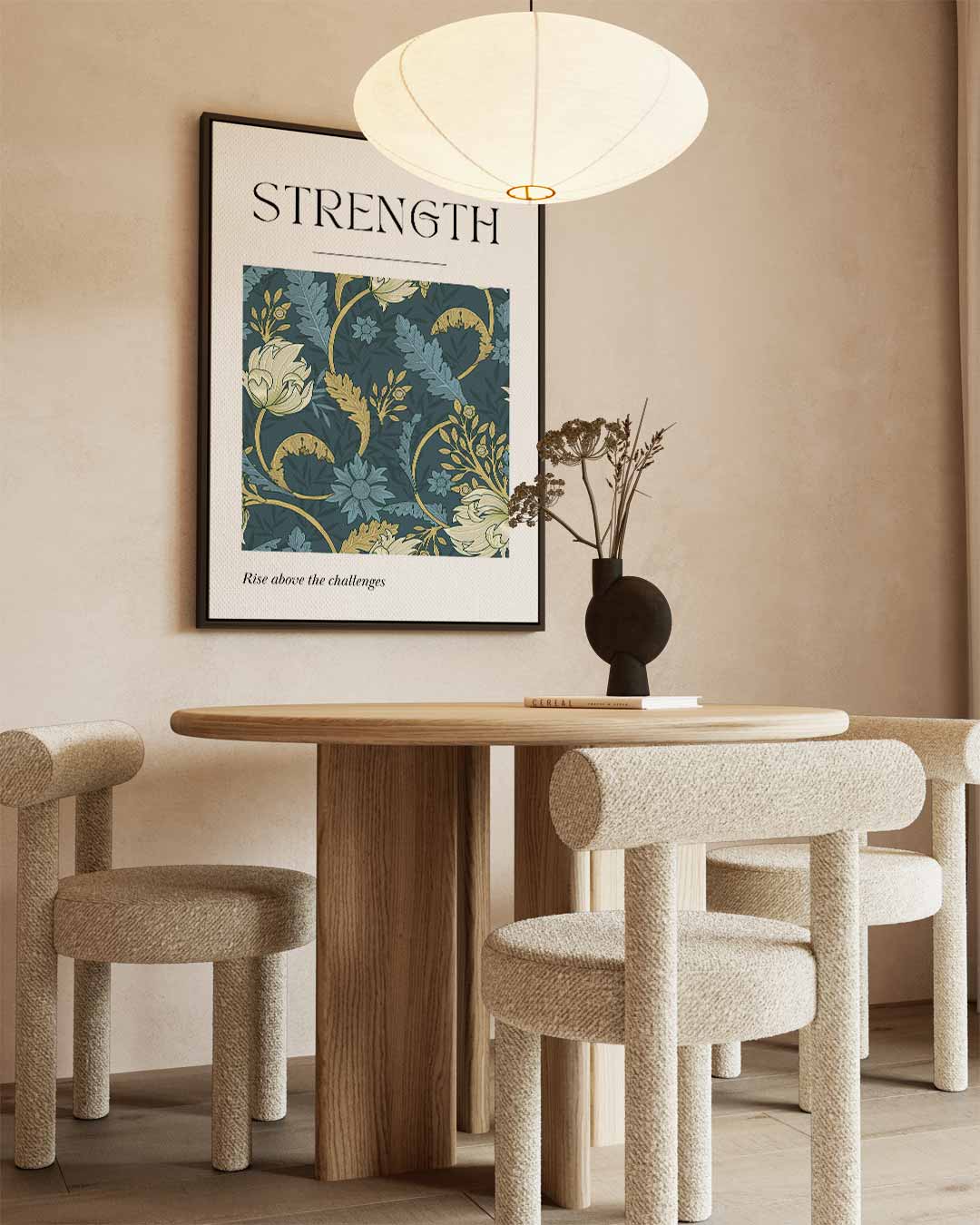 Bloemetjeskracht – kunstwerk met zwarte baklijst
