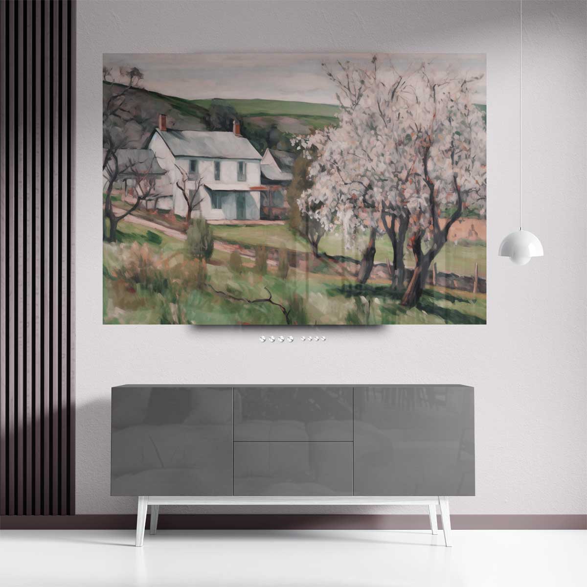 Lentehuis met Bloesem – staand kunstwerk voor modern interieur