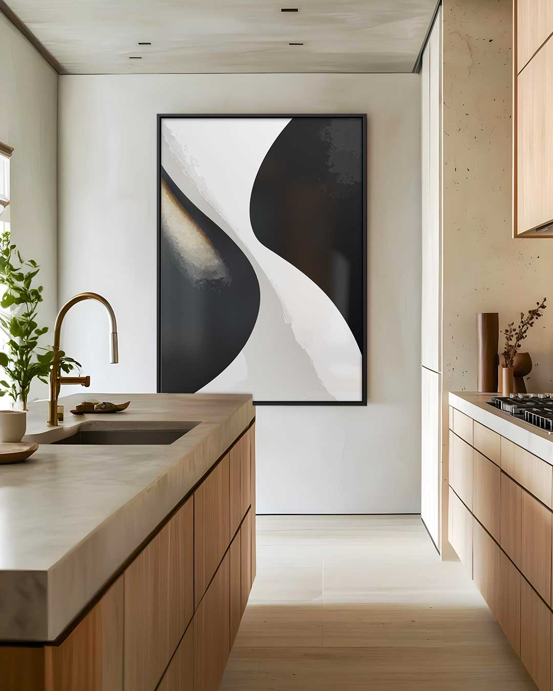 Stijlvolle Abstracte Vormen – dibond wanddecoratie in staand formaat