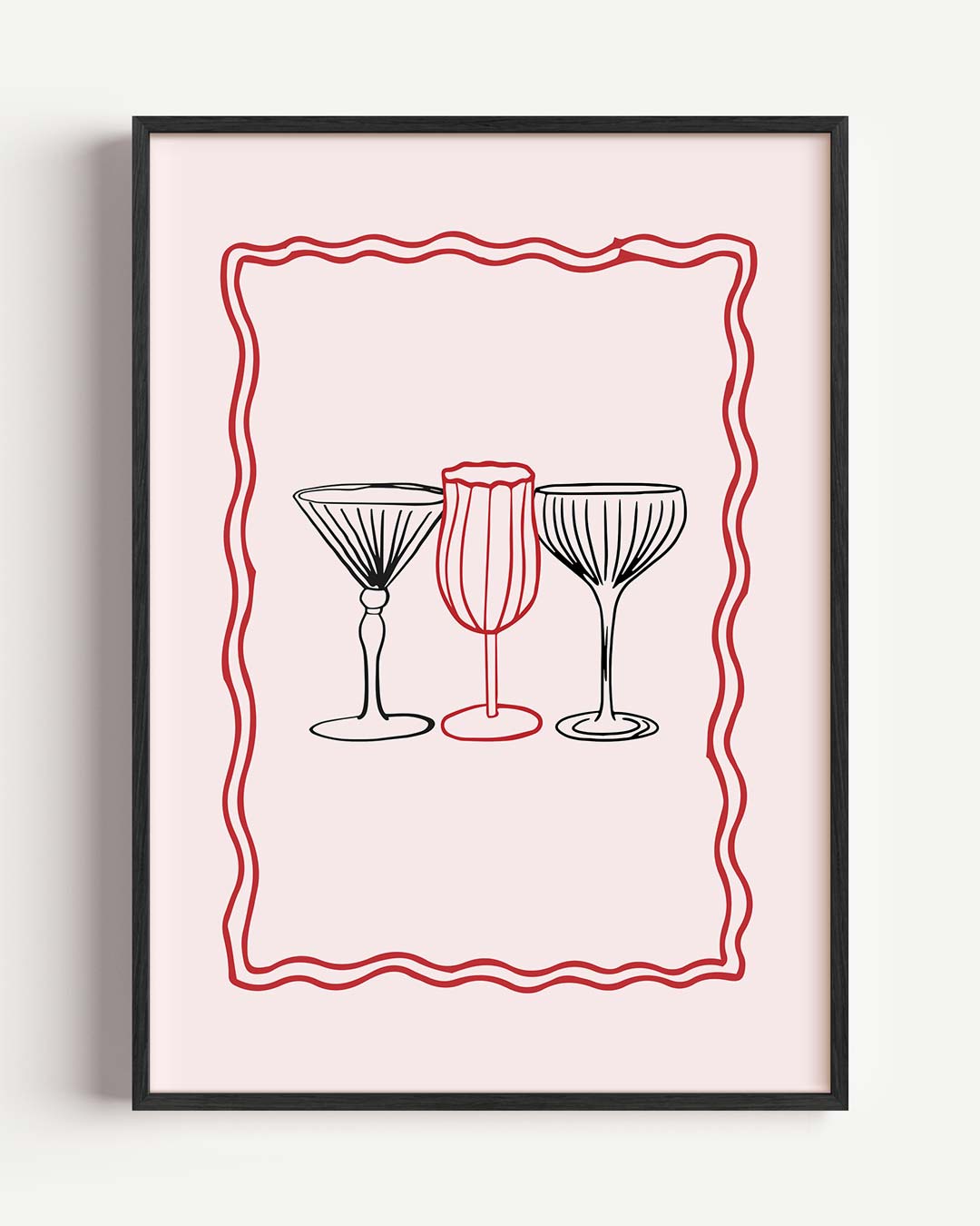 Elegante Cocktailglazen – keuken portret poster als wanddecoratie