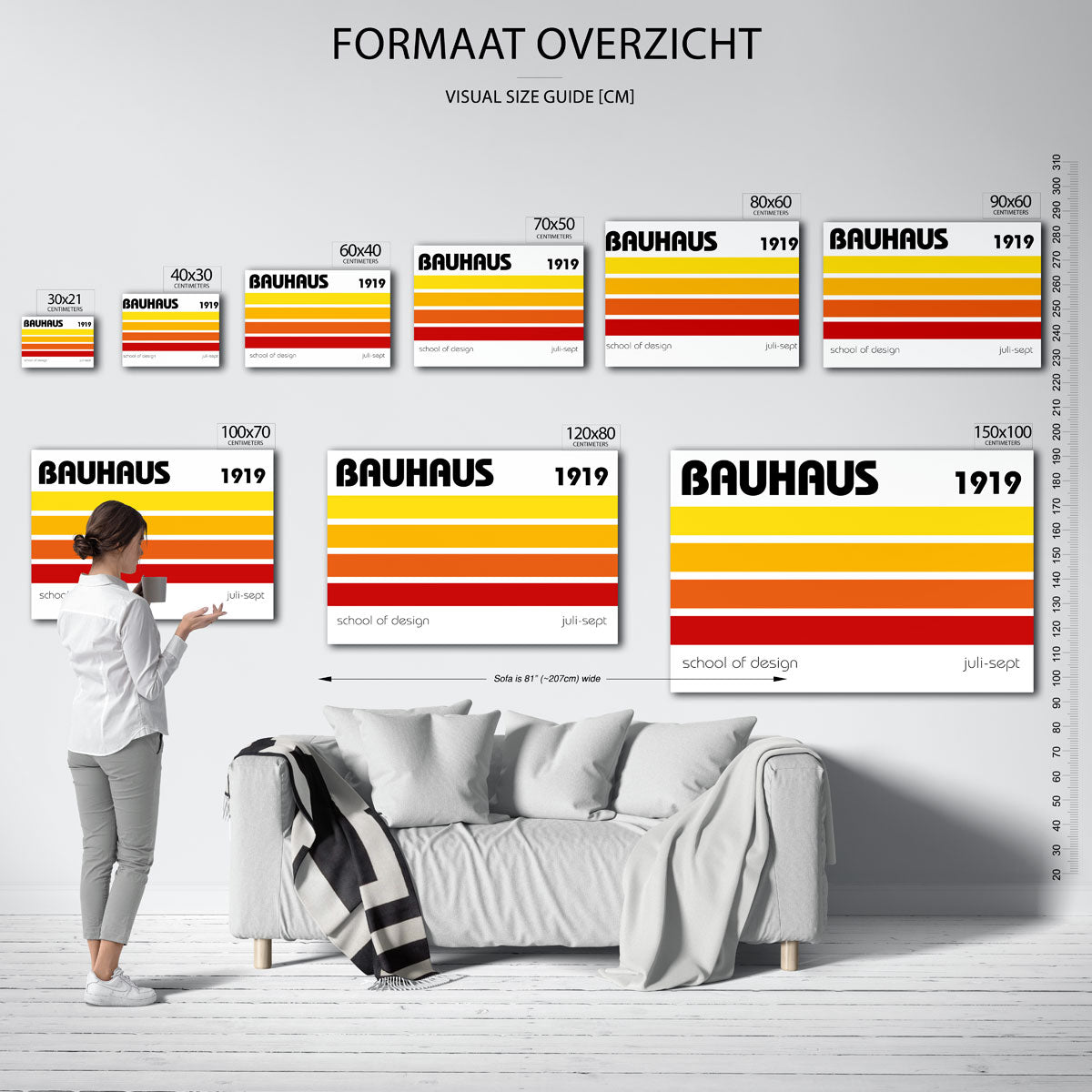 Kleurstroken en tekst – geometrische poster in Bauhaus-stijl van WallArtistic