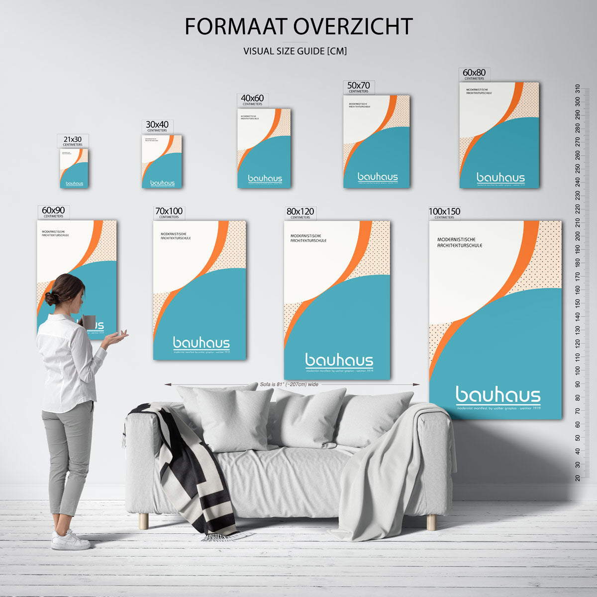 Kleurrijke vlakverdeling – geometrische poster in Bauhaus-stijl van WallArtistic