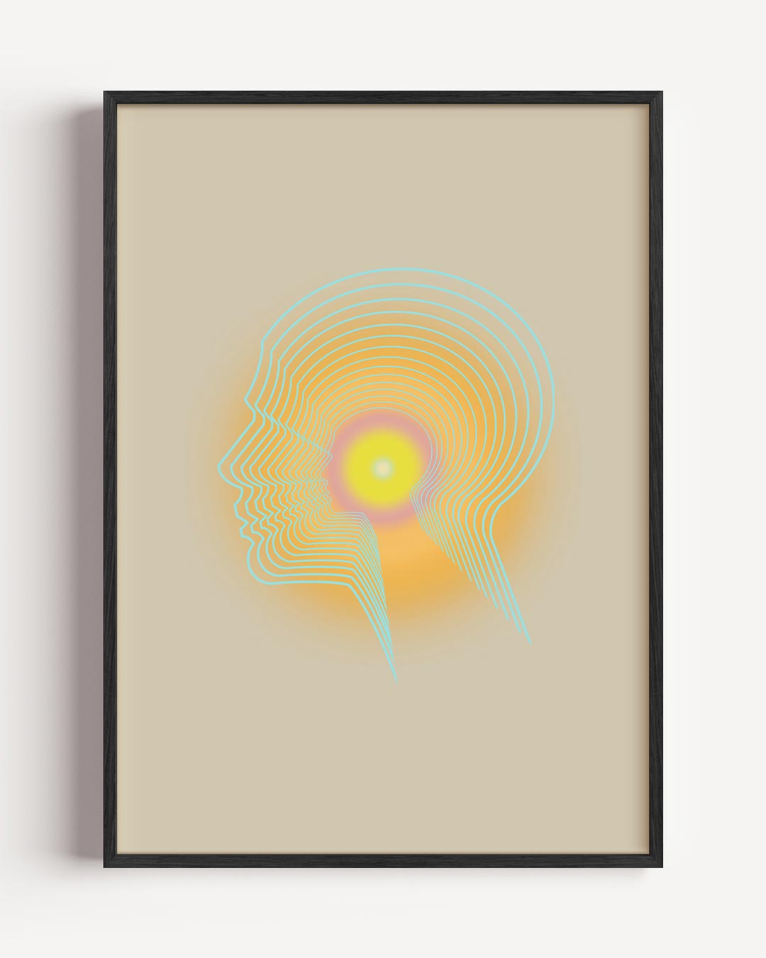 Stralende Energie Kop – mindfulness portret poster als wanddecoratie