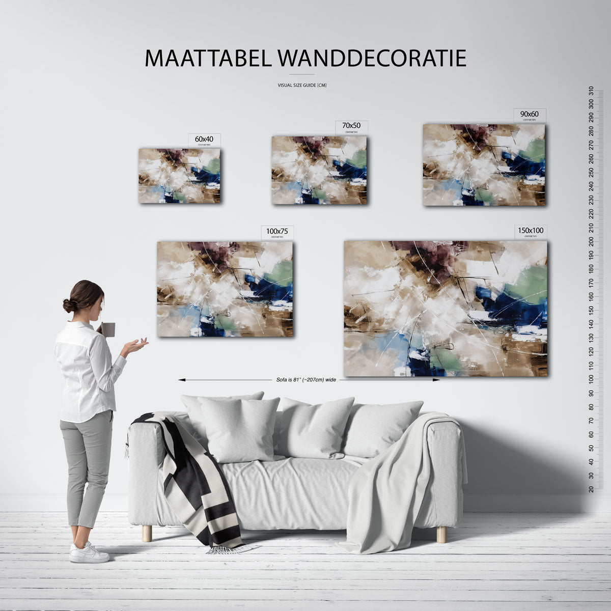 Dynamische kleurencompositie – Kleurrijke – moderne liggende wandkunst